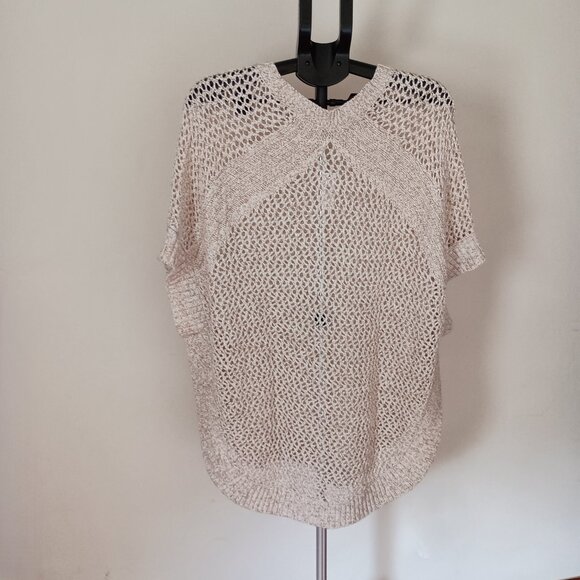 TALBOT’S Open Knit Tan Oversized Poncho Women’s Size XS NWT - Picture 13 of 14